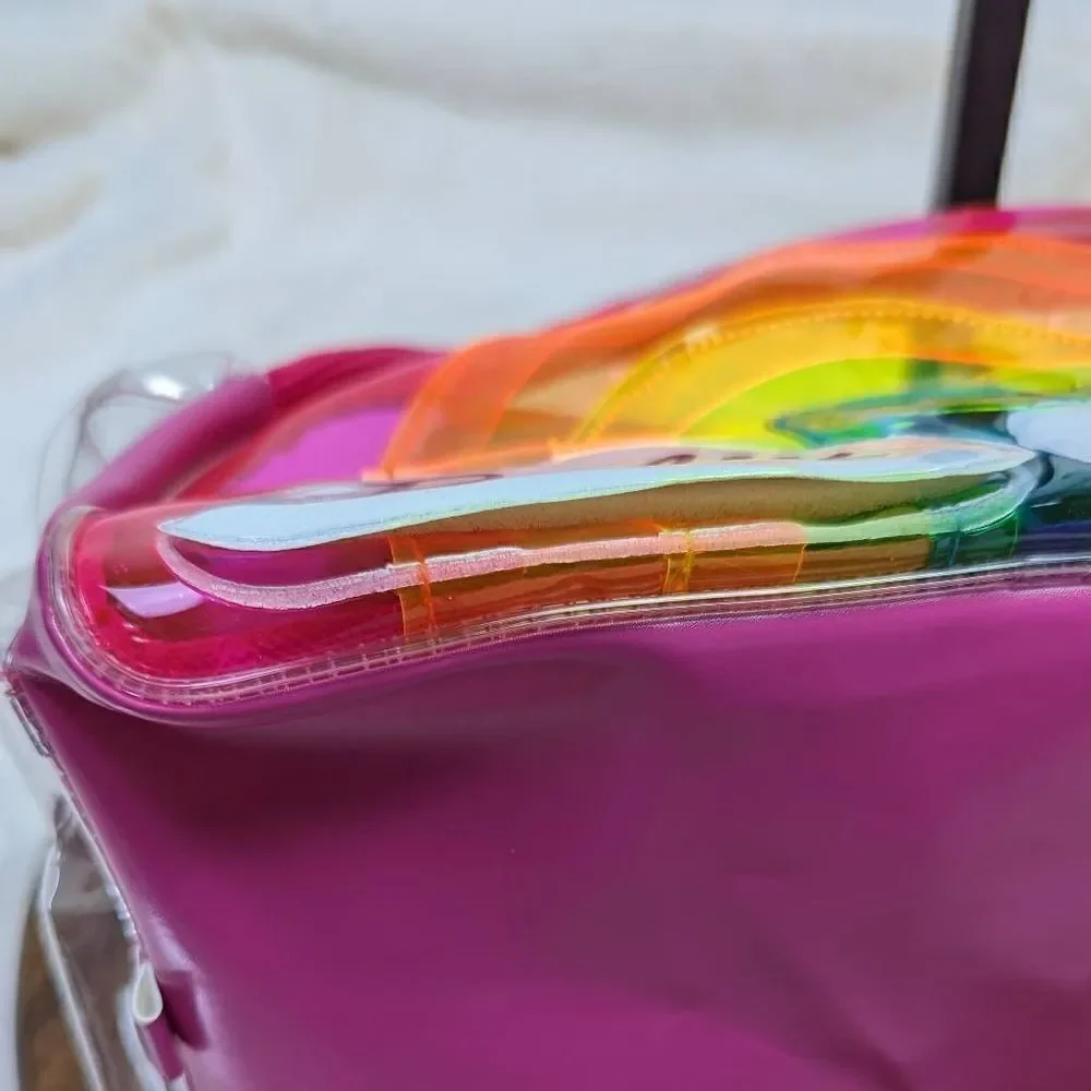 Barbie Kids Rainbow Cloud Play Purse  Zip Closure Fun Clear Pink
